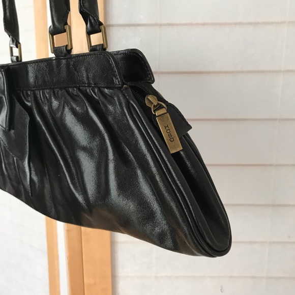 HOBO bow top handle bag smooth Black leather - Picture 3 of 8